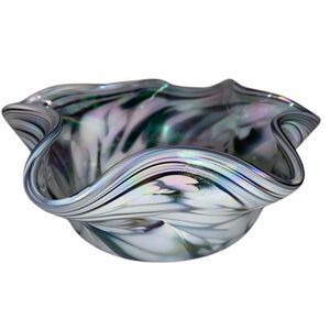 Rosetree New Orleans Studio Art Glass Bowl Iridescent Mottled